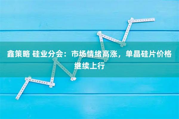 鑫策略 硅业分会：市场情绪高涨，单晶硅片价格继续上行